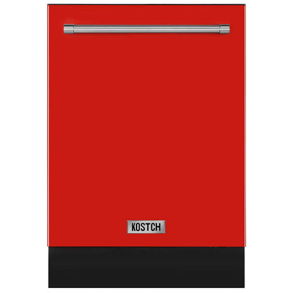 KOSTCH 24 in. Top Control Tall Tub Built-In Dishwasher with 3rd Rack in Stainless Steel with Red Door, 47dBA (KOS-24DWH06H-R)