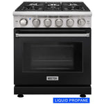 KOSTCH 30 in. Liquid Propane Gas Range with 5 Burners and 4.55 cu. ft. Convection Oven in Stainless Steel with Black Oven Door (KOS-30RG03MLP-B)