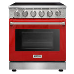 KOSTCH 30 in. Electric Range with 4.55 cu. ft. True Convection Oven in Stainless Steel with Red Oven Door (KOS-30RE06H-R)