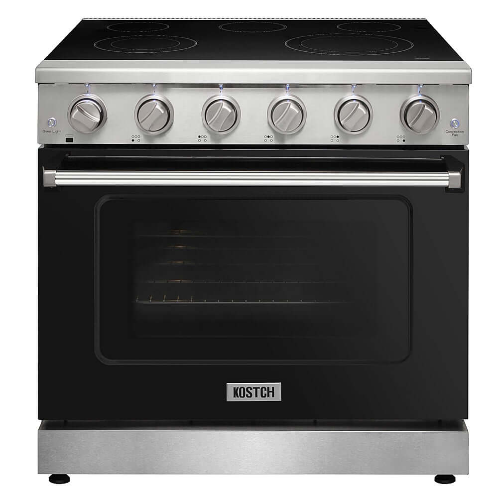 KOSTCH 36 in. Electric Range with 6.0 cu. ft. True Convection Oven in Stainless Steel with Black Oven Door (KOS-36RE06H-B)