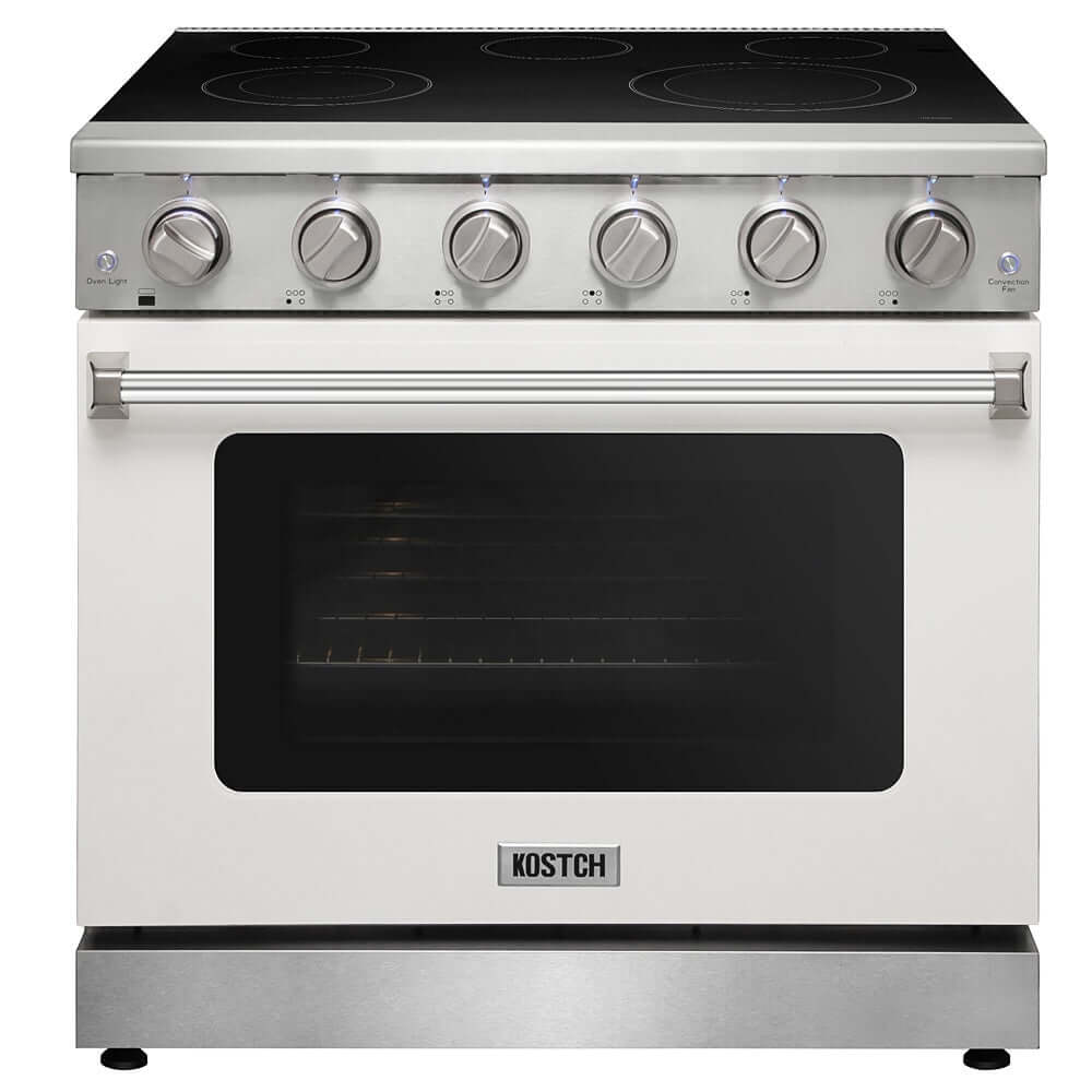 KOSTCH 36 in. Electric Range with 6.0 cu. ft. True Convection Oven in Stainless Steel with White Oven Door (KOS-36RE06H-W)