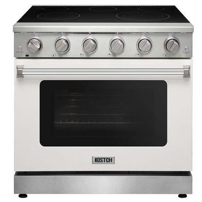 KOSTCH 36 in. Electric Range with 6.0 cu. ft. True Convection Oven in Stainless Steel with White Oven Door (KOS-36RE06H-W)