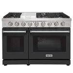 KOSTCH 48 in. 6 Burner Gas Range with 6.8 cu. ft. Double Oven and Griddle in Stainless Steel with Black Oven Doors (KOS-48RG03M-B)