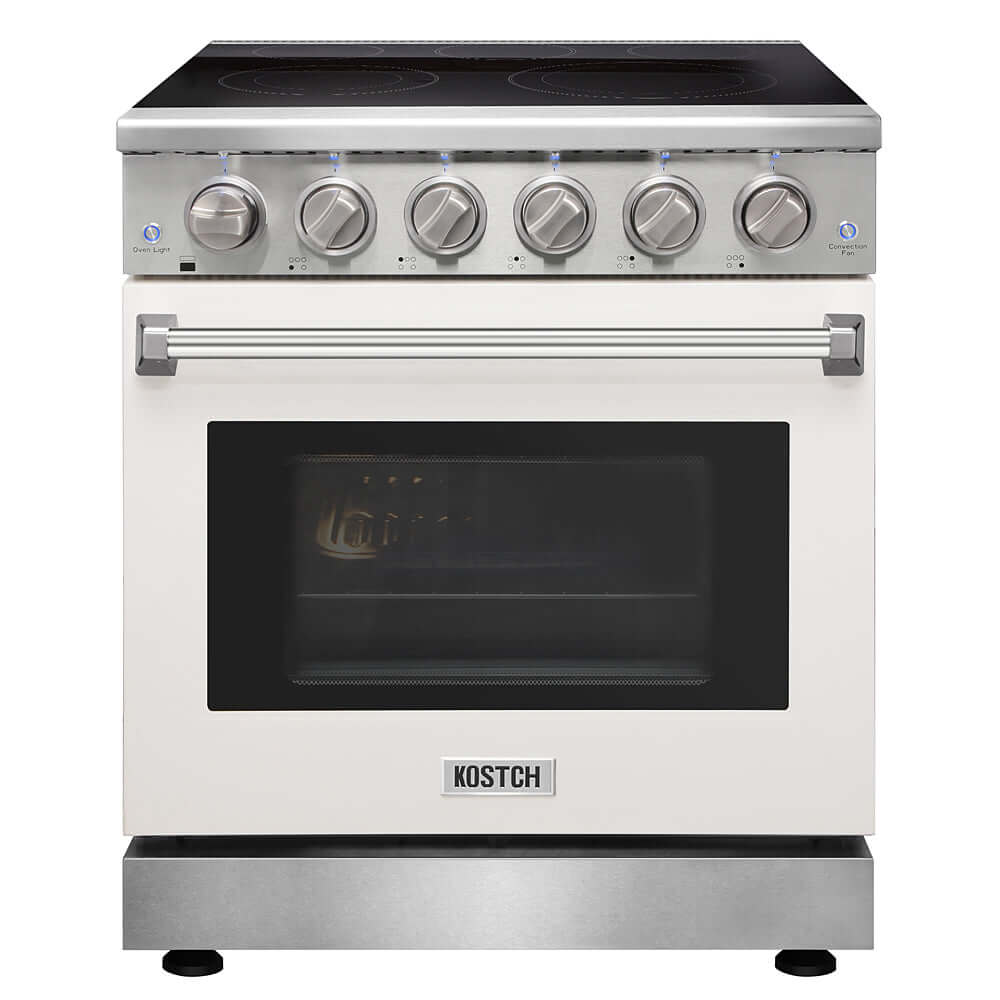 KOSTCH 30 in. Electric Range with 4.55 cu. ft. True Convection Oven in Stainless Steel with White Oven Door (KOS-30RE06H-W)
