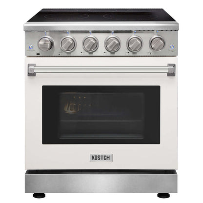 KOSTCH 30 in. Electric Range with 4.55 cu. ft. True Convection Oven in Stainless Steel with White Oven Door (KOS-30RE06H-W)