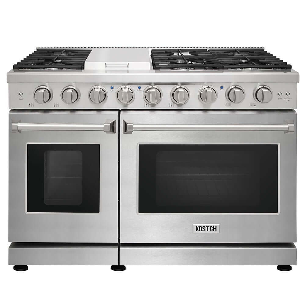 KOSTCH 48 in. 6 Burner Gas Range with 6.8 cu. ft. Double Convection Oven and Griddle in Stainless Steel (KOS-48RG03M-S)