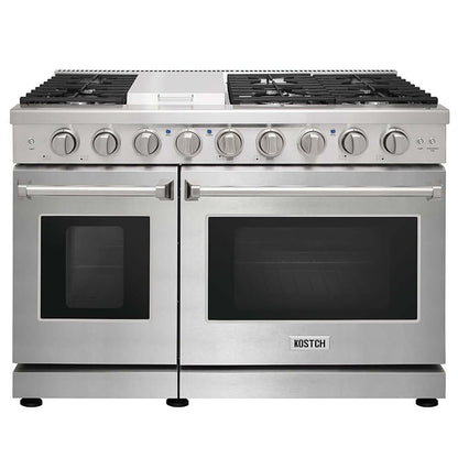 KOSTCH 48 in. 6 Burner Gas Range with 6.8 cu. ft. Double Convection Oven and Griddle in Stainless Steel (KOS-48RG03M-S)