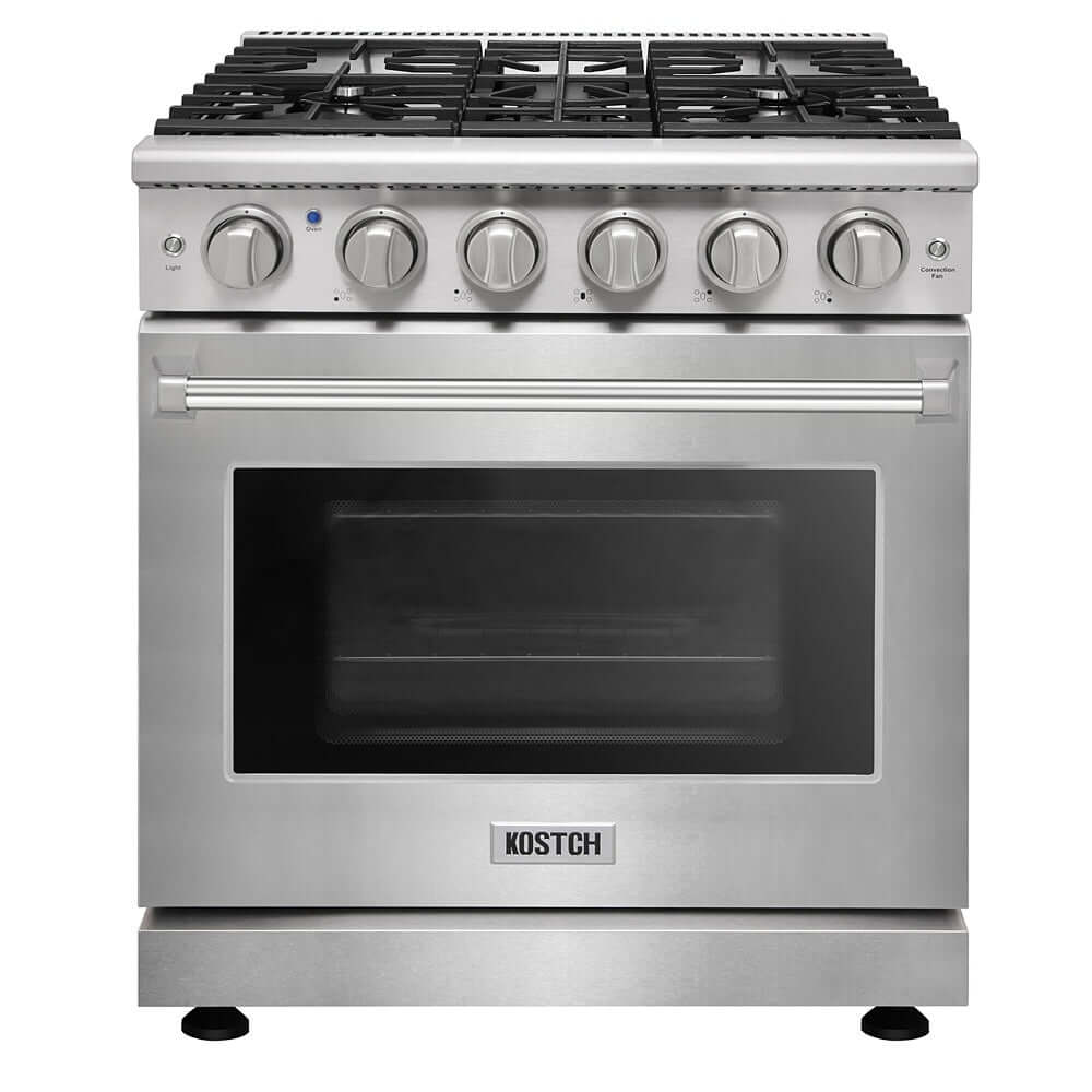 KOSTCH 30 in. 5 Burner Natural Gas Range with 4.55 cu. ft. Convection Oven in Stainless Steel (KOS-30RG03M-S)