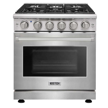KOSTCH 30 in. 5 Burner Natural Gas Range with 4.55 cu. ft. Convection Oven in Stainless Steel (KOS-30RG03M-S)