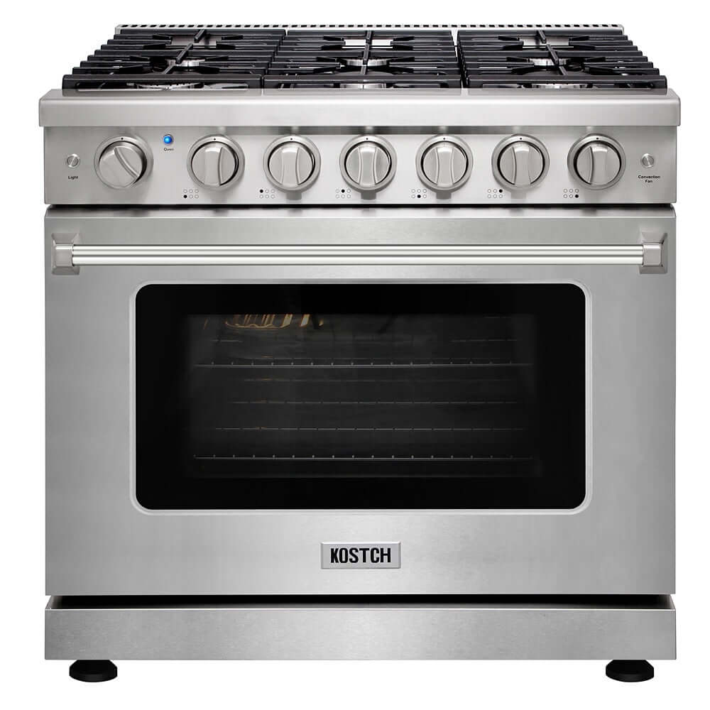 KOSTCH 36 in. 6 Burner Natural Gas Range with 6.0 cu. ft. Convection Oven in Stainless Steel (KOS-36RG03M-S)