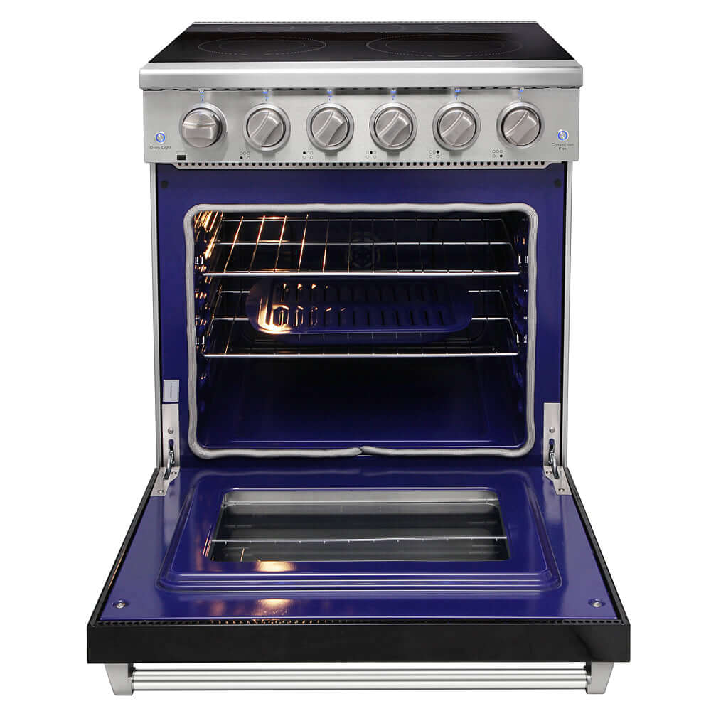 KOSTCH 30 in. Electric Range with 4.55 cu. ft. True Convection Oven in Stainless Steel with Black Oven Door (KOS-30RE06H-B)