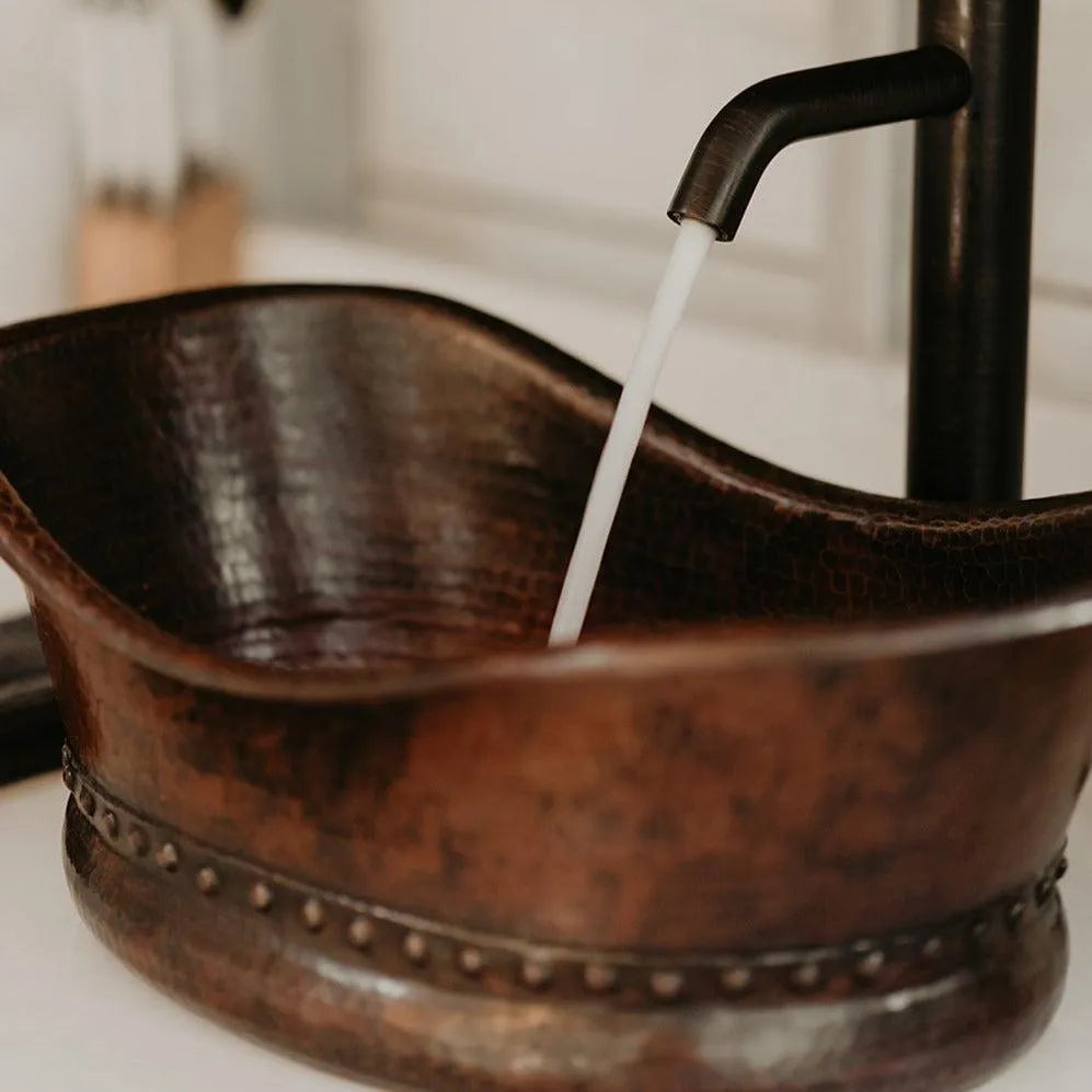 Premier Copper 20 in. Bathtub Vessel Hammered Copper Sink