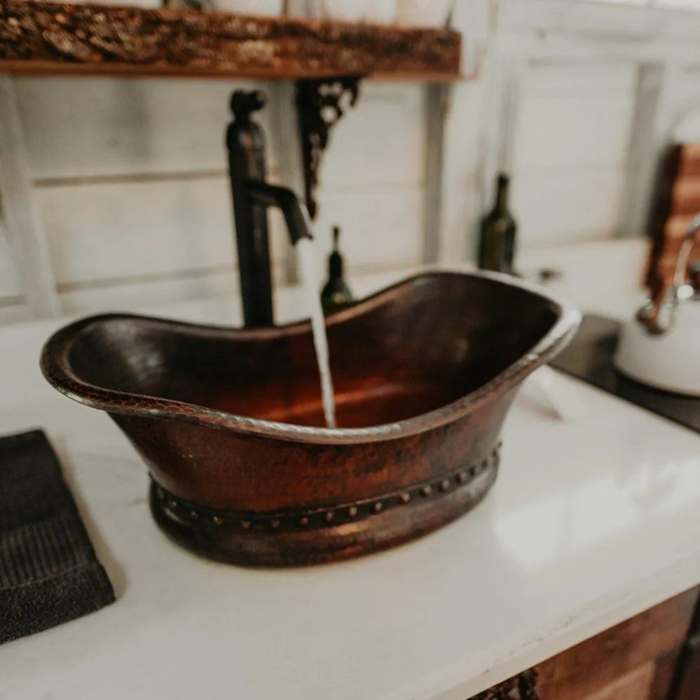Premier Copper 20 in. Bathtub Vessel Hammered Copper Sink