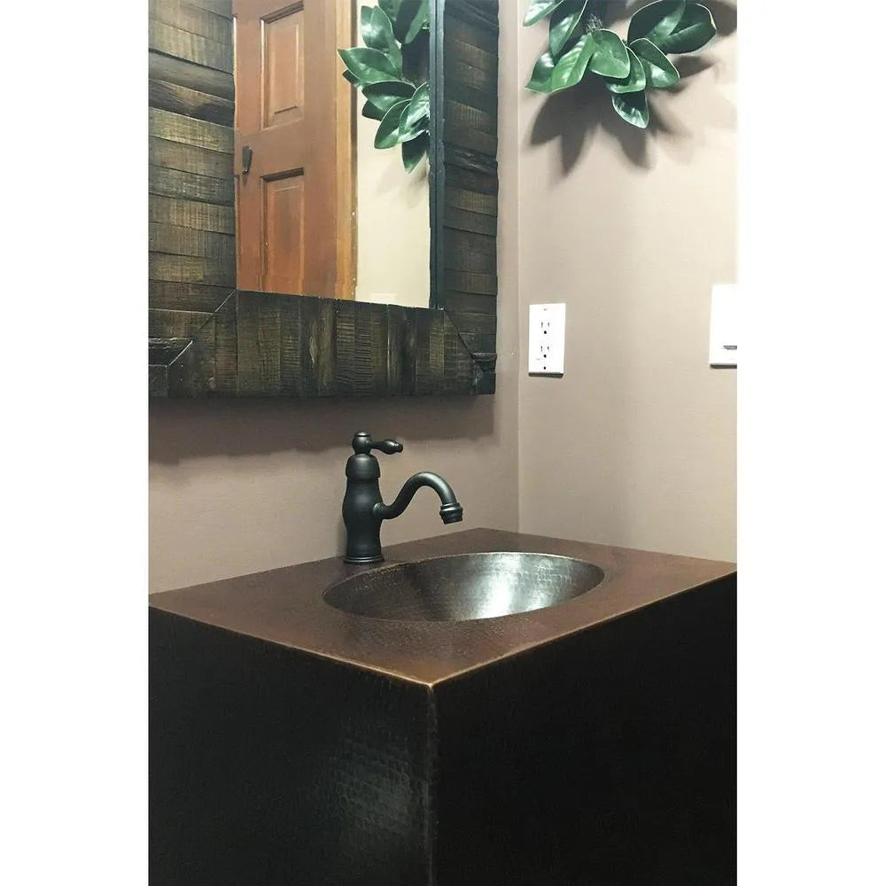 Premier Copper 24 in. Single Sink Hand-Hammered Copper Wall Mount Vanity with Single Faucet Hole