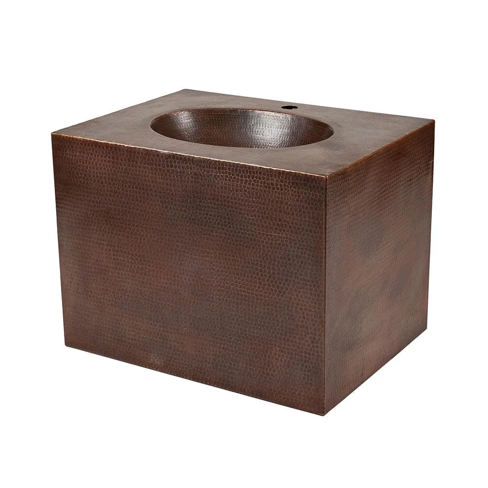 Premier Copper 24 in. Single Sink Hand-Hammered Copper Wall Mount Vanity with Single Faucet Hole
