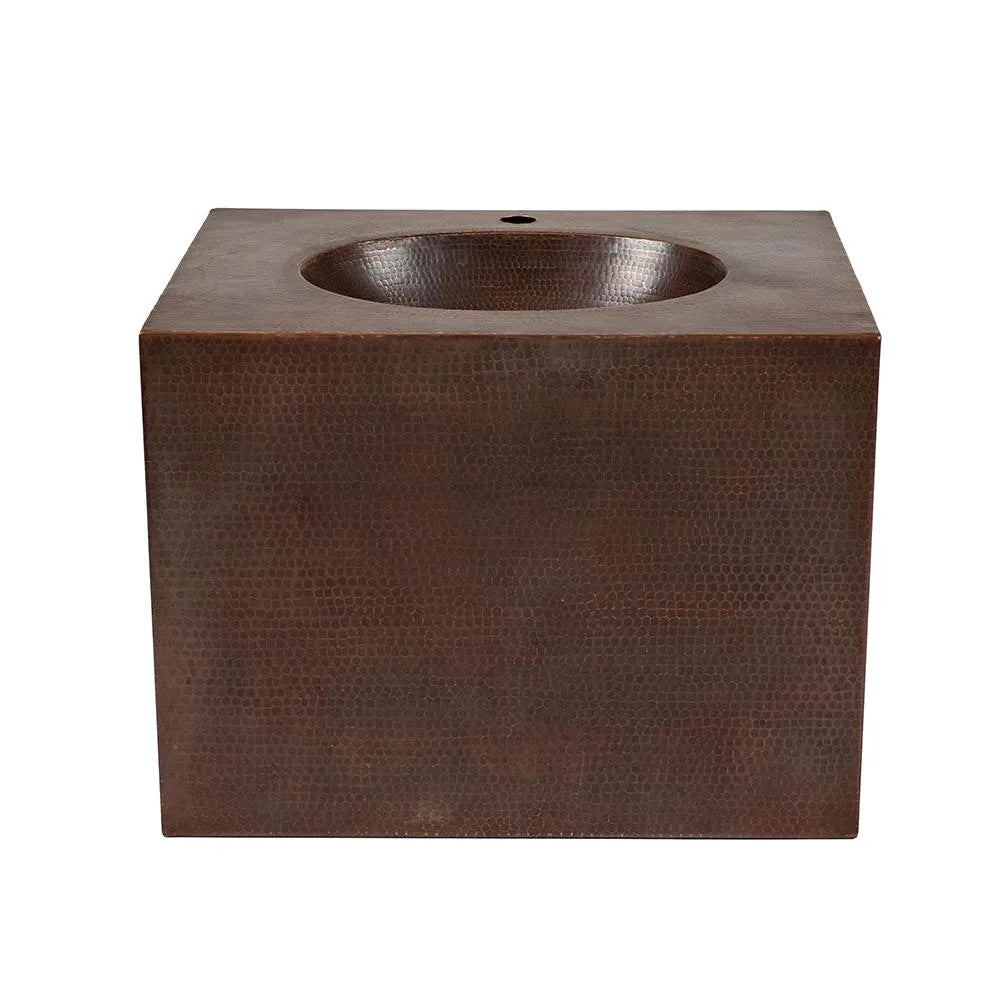 Premier Copper 24 in. Single Sink Hand-Hammered Copper Wall Mount Vanity with Single Faucet Hole
