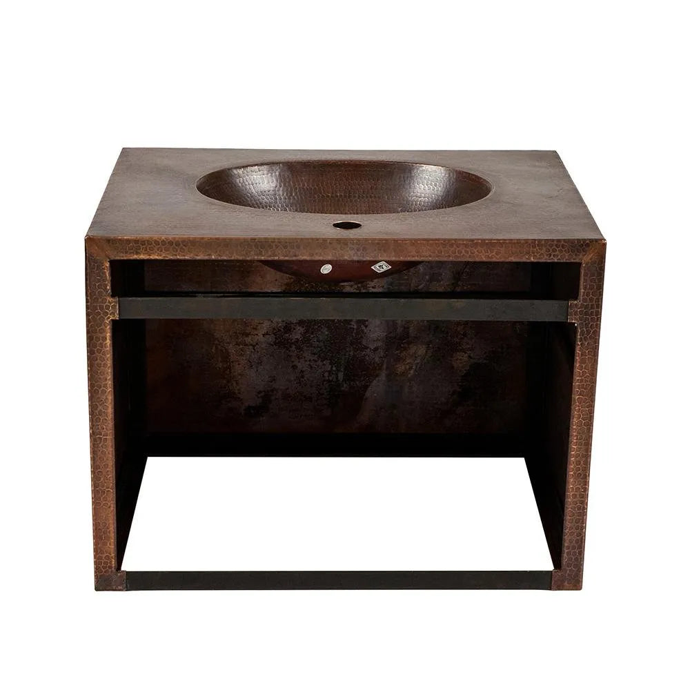 Premier Copper 24 in. Single Sink Hand-Hammered Copper Wall Mount Vanity with Single Faucet Hole