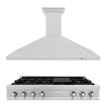 ZLINE Kitchen Package with 48 in. Satin Stainless Steel Rangetop and Convertible Range Hood (2KP-RTSRH48)