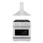 ZLINE 30 in. Kitchen Package with Stainless Steel Gas Range and Convertible Vent Range Hood (2KP-SGRRH30)