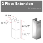 ZLINE 2-36 in. Chimney Extensions for 10 ft. to 12 ft. Ceilings (2PCEXT-8654ST) dimensional diagram.
