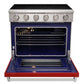KOSTCH 36 in. Electric Range with 6.0 cu. ft. True Convection Oven in Stainless Steel with Red Oven Door (KOS-36RE06H-R)