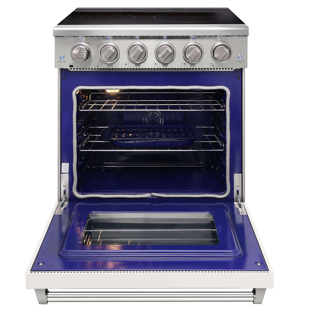 KOSTCH 30 in. Electric Range with 4.55 cu. ft. True Convection Oven in Stainless Steel with White Oven Door (KOS-30RE06H-W)