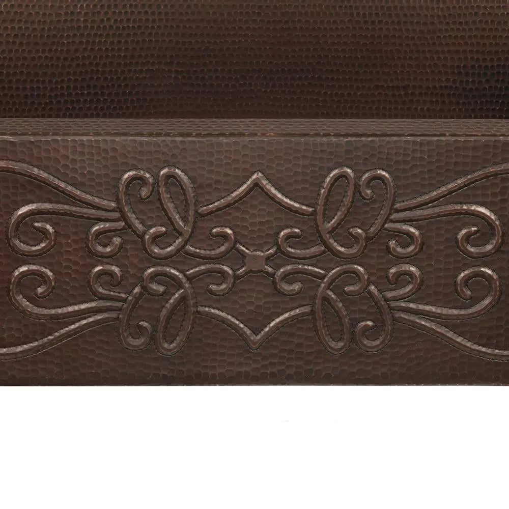Premier Copper 30 in. Apron Front Single Basin Kitchen Sink with Scroll Design in Hammered Copper Finish