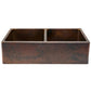 Premier Copper 33 in. Apron Front 50/50 Double Basin Kitchen Sink in Hammered Copper