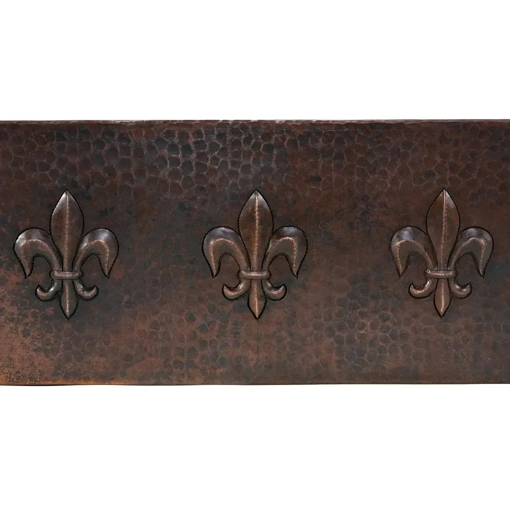 Premier Copper 33 in. Apron Front Single Basin Kitchen Sink w/ Fleur De Lis Design in Hammered Copper