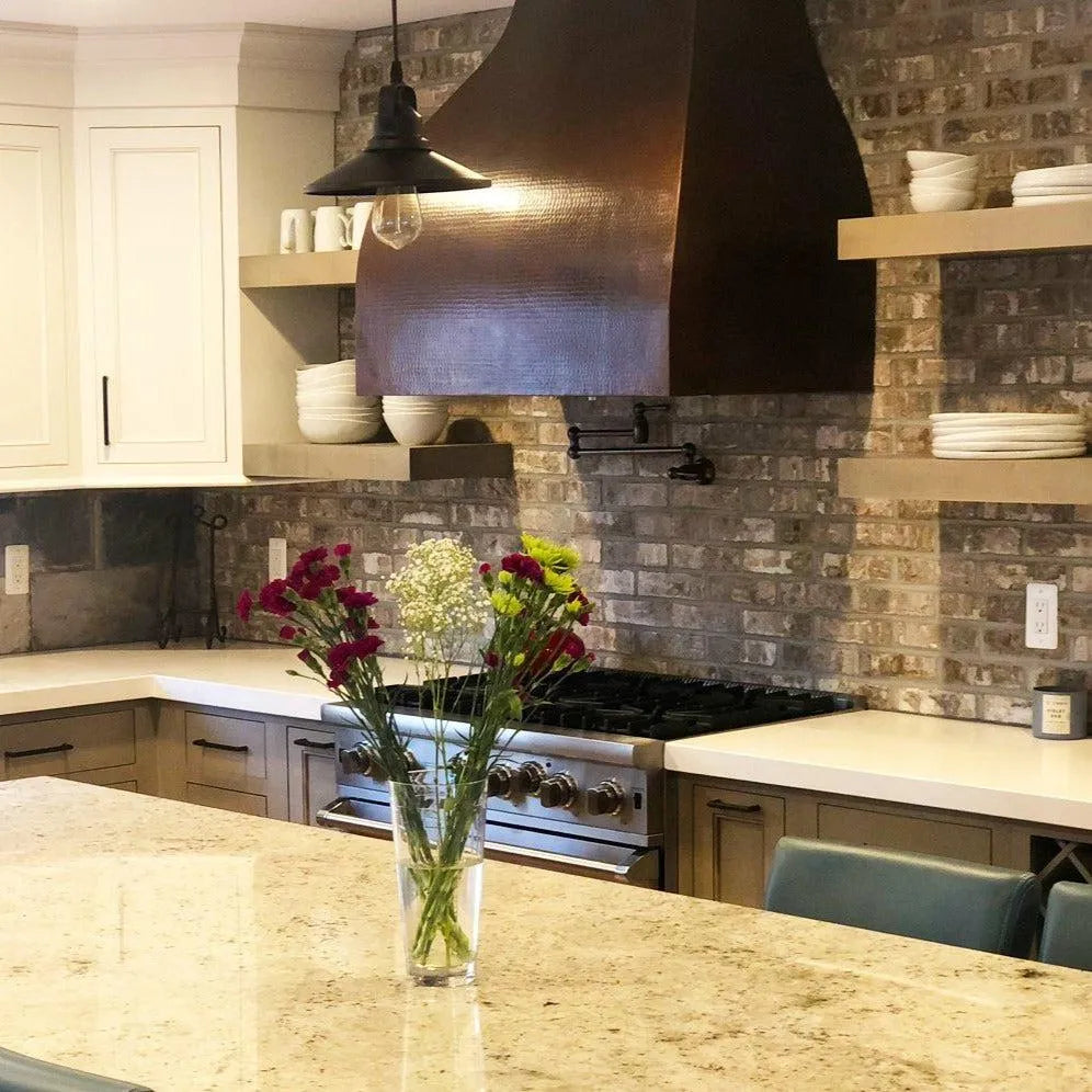 Premier Copper 36 in. Campana Wall Mounted Range Hood in Hammered Copper