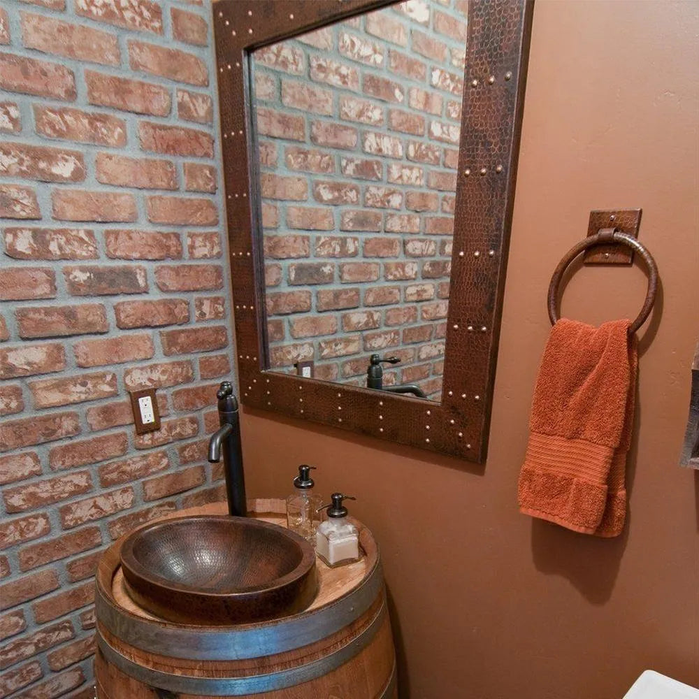 Premier Copper 36 in. Rectangle Hammered Copper Mirror