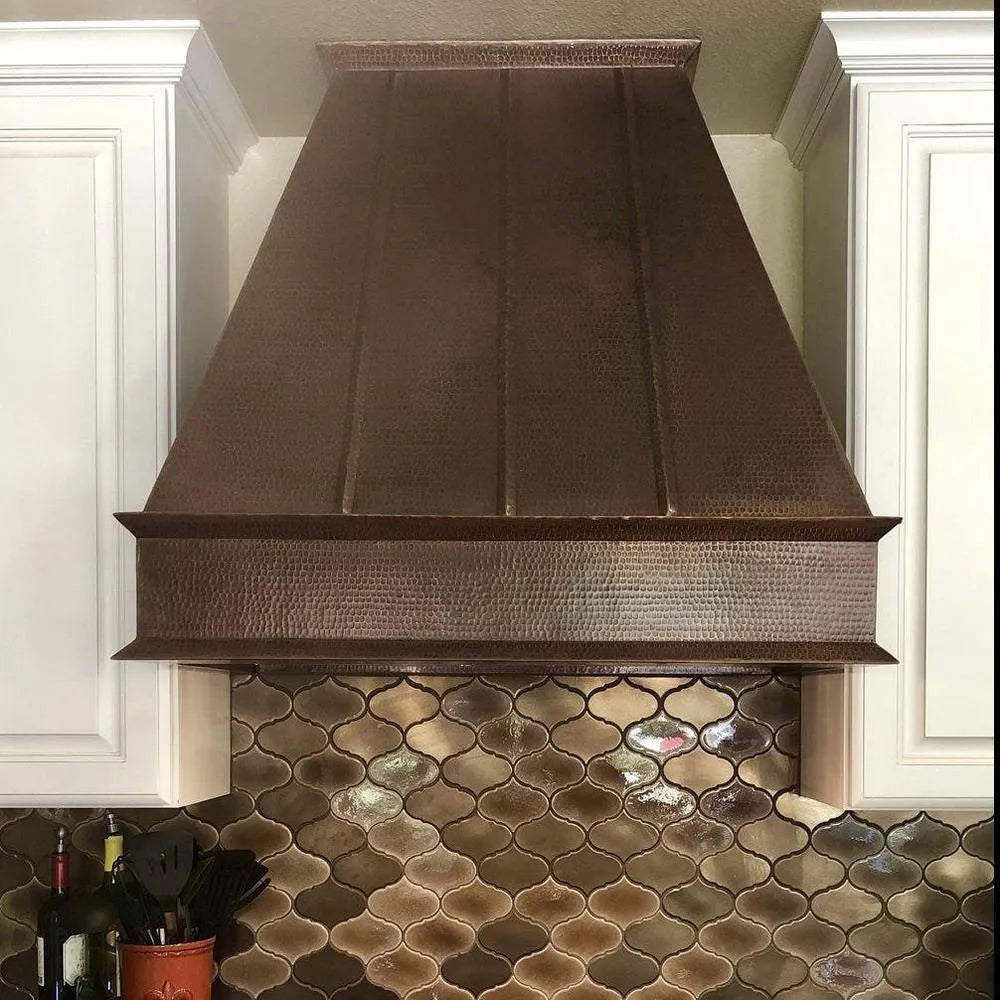 Premier Copper 38 in. Euro Wall Mounted Range Hood in Hammered Copper