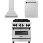ZLINE Autograph Edition 30 in. Kitchen Package with Stainless Steel Dual Fuel Range, Range Hood and Dishwasher with Matte Black Accents (3AKP-RARHDWM30-MB)