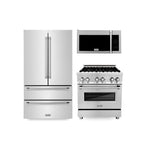 ZLINE Kitchen Package with Stainless Steel Refrigeration, 30 in. Dual Fuel Range and Traditional Over the Range Microwave (3KPR-RAOTRH30)