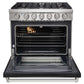 KOSTCH 36 in. Liquid Propane Gas Range with 6 Burners and 6.0 cu. ft. Convection Oven in Stainless Steel with Black Oven Door (KOS-36RG03MLP-B)