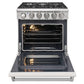 KOSTCH 30 in. Liquid Propane Gas Range with 5 Burners and 4.55 cu. ft. Convection Oven in Stainless Steel with White Oven Door (KOS-30RG03MLP-W)