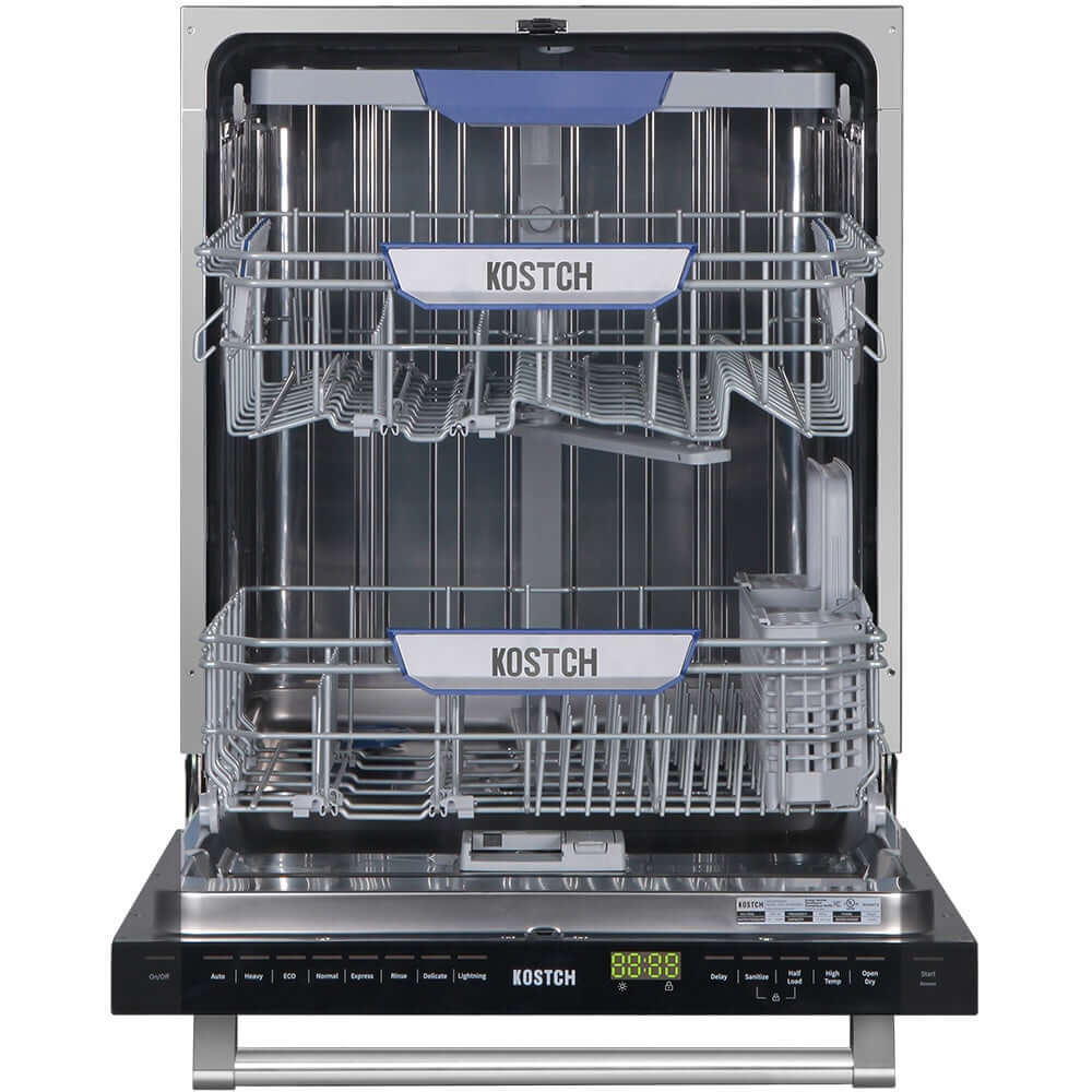 KOSTCH 24 in. Top Control Tall Tub Built-In Dishwasher with 3rd Rack in Stainless Steel with Black Door, 47dBA (KOS-24DWH06H-B)