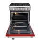 KOSTCH 30 in. Liquid Propane Gas Range with 5 Burners and 4.55 cu. ft. Convection Oven in Stainless Steel with Red Oven Door (KOS-30RG03MLP-R)