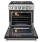 KOSTCH 30 in. Liquid Propane Gas Range with 5 Burners and 4.55 cu. ft. Convection Oven in Stainless Steel with Black Oven Door (KOS-30RG03MLP-B)
