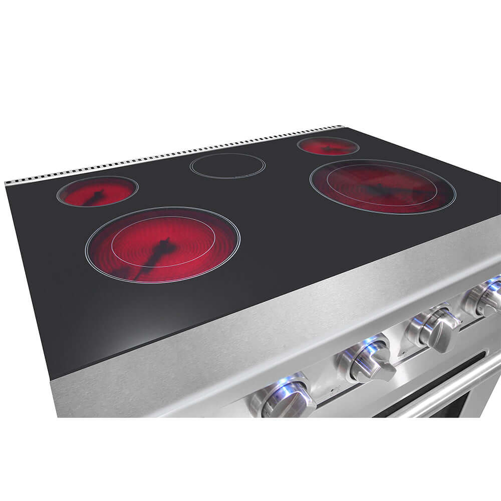 KOSTCH 30 in. Electric Range with 4.55 cu. ft. True Convection Oven in Stainless Steel with White Oven Door (KOS-30RE06H-W)