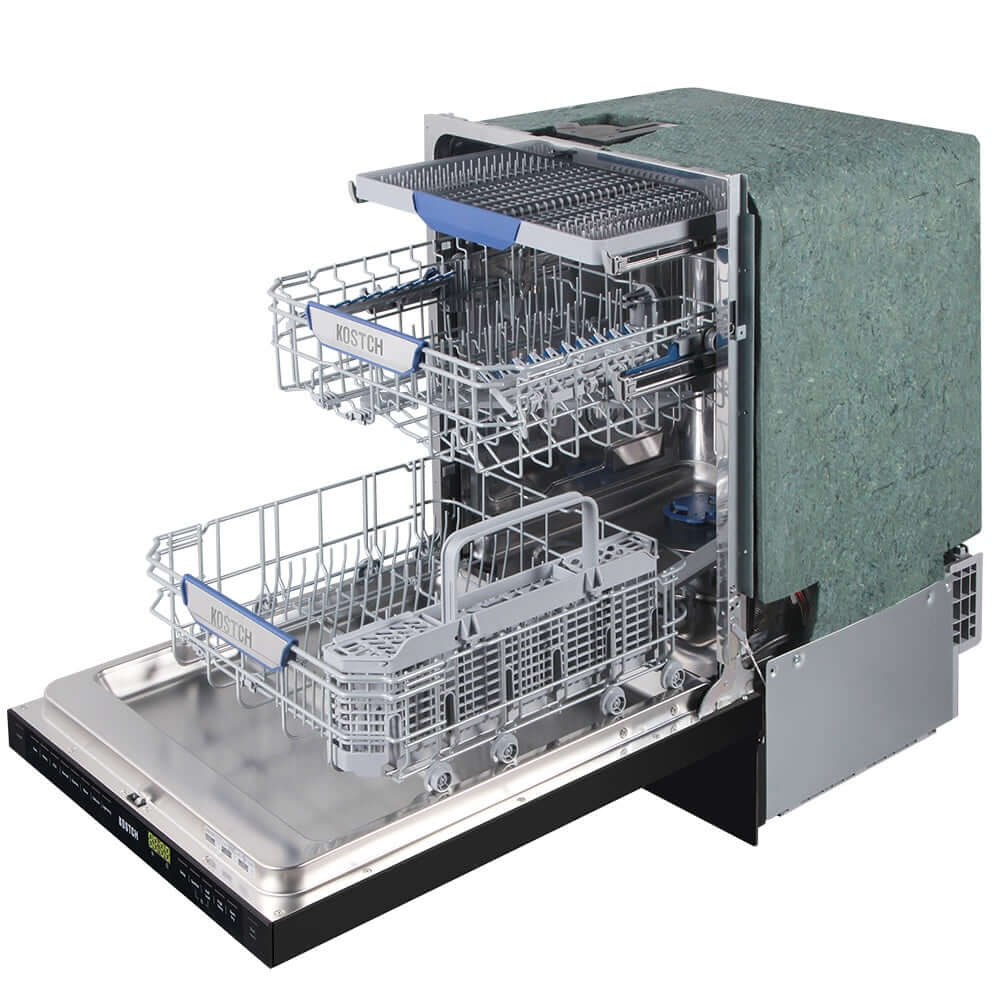 KOSTCH 24 in. Top Control Tall Tub Built-In Dishwasher with 3rd Rack in Stainless Steel with Black Door, 47dBA (KOS-24DWH06H-B)