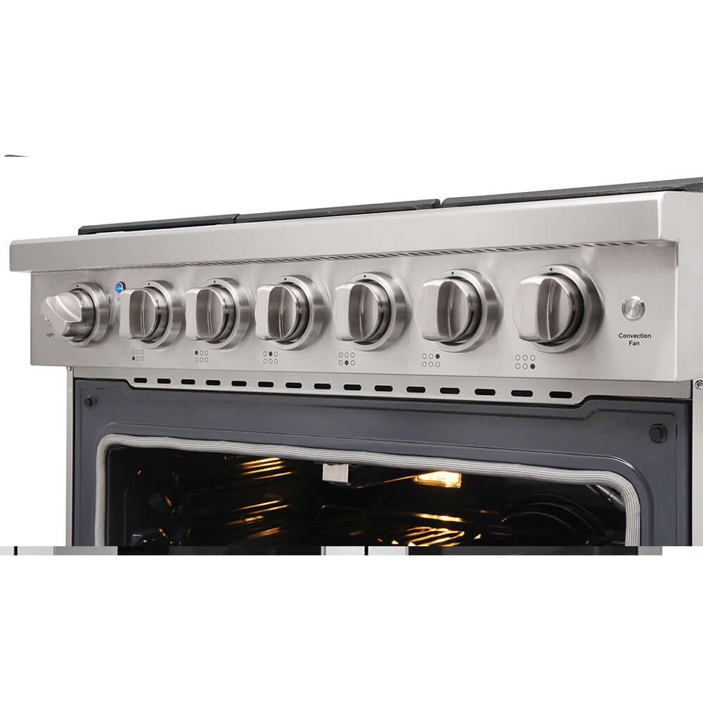 KOSTCH 36 in. 6 Burner Natural Gas Range with 6.0 cu. ft. Convection Oven in Stainless Steel with Red Oven Door (KOS-36RG03M-R)