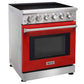 KOSTCH 30 in. Electric Range with 4.55 cu. ft. True Convection Oven in Stainless Steel with Red Oven Door (KOS-30RE06H-R)