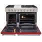 KOSTCH 48 in. 6 Burner Gas Range with 6.8 cu. ft. Double Oven and Griddle in Stainless Steel with Red Oven Doors (KOS-48RG03M-R)