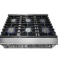KOSTCH 36 in. Liquid Propane Gas Range with 6 Burners and 6.0 cu. ft. Convection Oven in Stainless Steel with Red Oven Door (KOS-36RG03MLP-R)