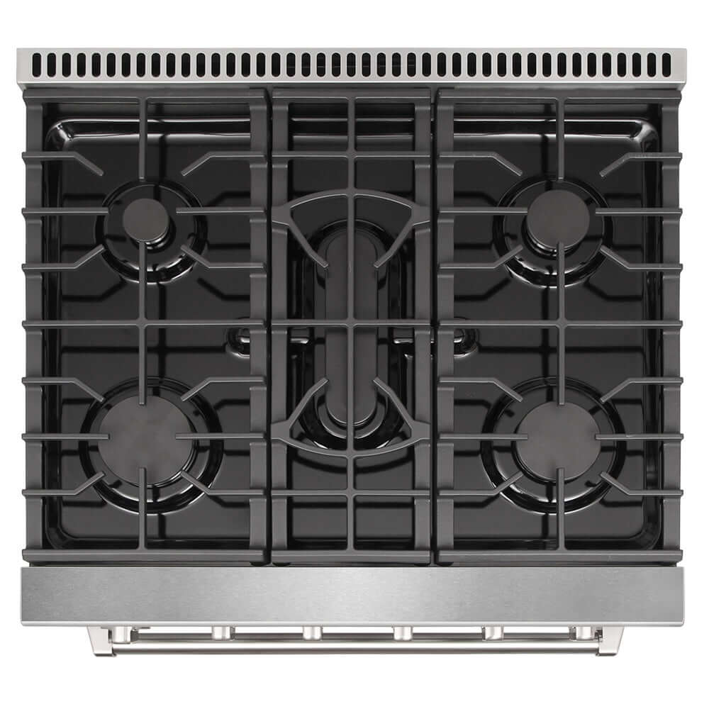 KOSTCH 30 in. 5 Burner Natural Gas Range with 4.55 cu. ft. Convection Oven in Stainless Steel with Black Oven Door (KOS-30RG03M-B)