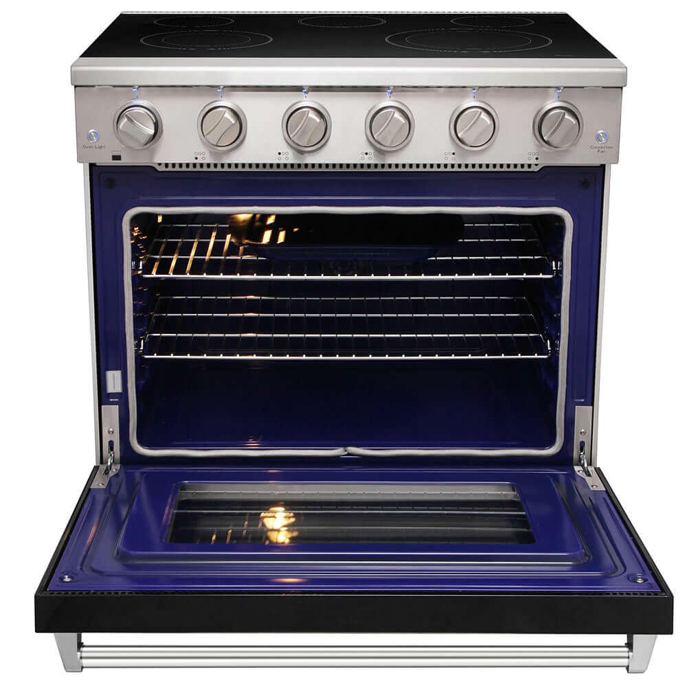KOSTCH 36 in. Electric Range with 6.0 cu. ft. True Convection Oven in Stainless Steel with Black Oven Door (KOS-36RE06H-B)