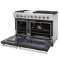 KOSTCH 48 in. 6 Burner Gas Range with 6.8 cu. ft. Double Oven and Griddle in Stainless Steel with Black Oven Doors (KOS-48RG03M-B)