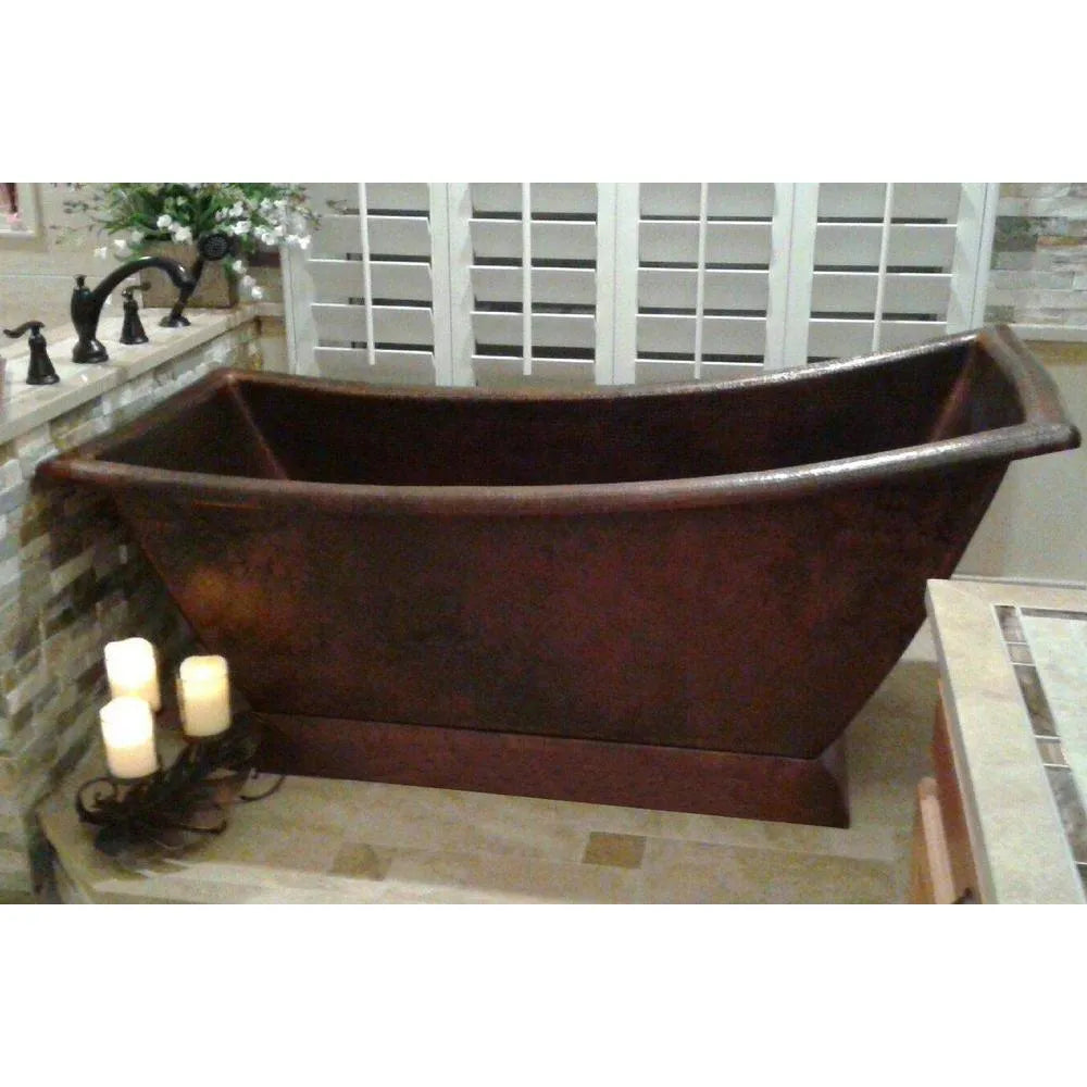 Premier Copper 67 in. Hammered Copper Canoa Single Slipper Bathtub (BTSC67DB)