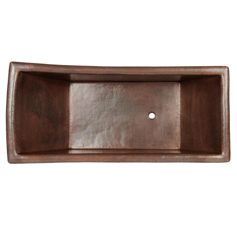 Premier Copper 67 in. Hammered Copper Canoa Single Slipper Bathtub (BTSC67DB)
